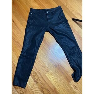 7 For All Mankind Coated Black Skinny Jeans High Rise Modern Size 27